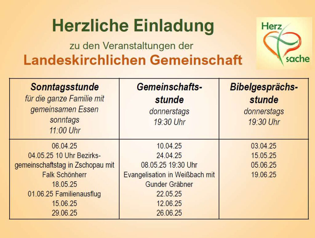 Mehr über den Artikel erfahren Veranstaltungen 2. Quartal 2025